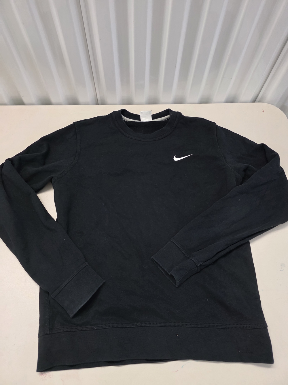 Nike Men's Black Crew Neck Fleece Cotton Pullover Sweater Logo Size Medium